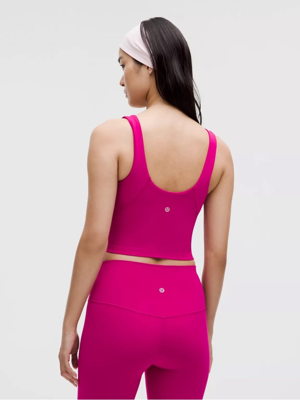 lululemon athletica V-Neck Crop Sports Bra in Bright Fuchsia - Picture 2 of 5